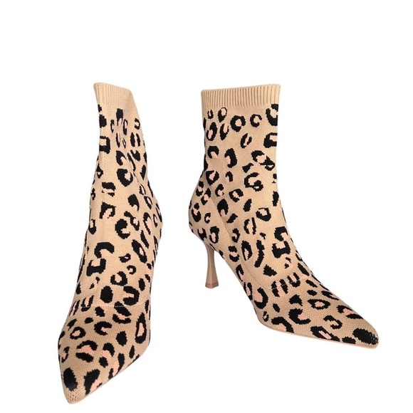 Cosy Island Animal Print "Minimalist" Sock Ankle Boots Size 10 NWT Includes Box - Picture 6 of 11